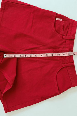 80s Vintage Bongo Red High Waist Denim Shorts Size 5 Made in USA