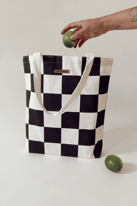 Organic Cotton Black Sands Checker Tote 2.0