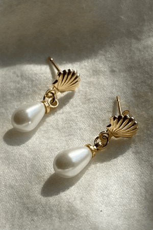 14K Gold Filled Seashell Pearl Earrings