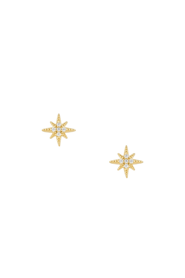 18K Gold Plate Petite North Star Studs