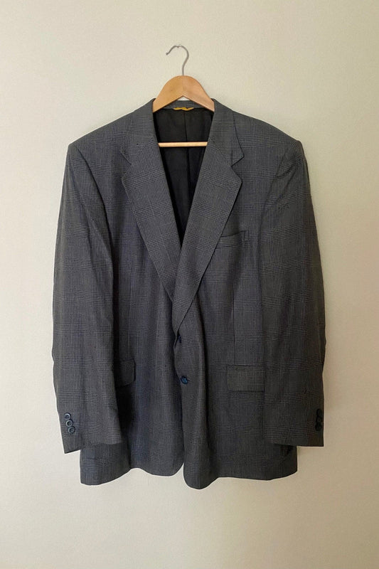 60s Vintage Sterling & Hunt Gray Tartan Oversized Blazer - oh-eco
