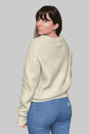 80s Vintage Chunky Knit Off White Sweater / M - oh-eco
