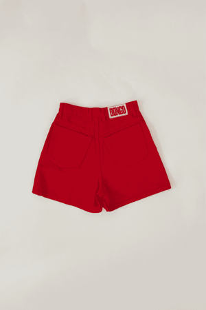 80s Vintage Bongo Red High Waist Denim Shorts Size 5 Made in USA