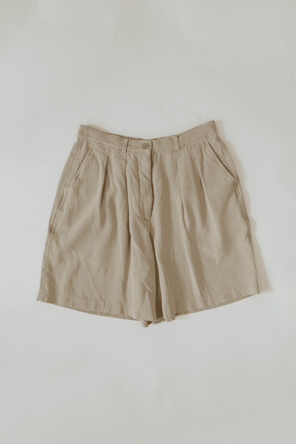 90s Vintage Silk Lady Player Beige High Waist Shorts Size 12