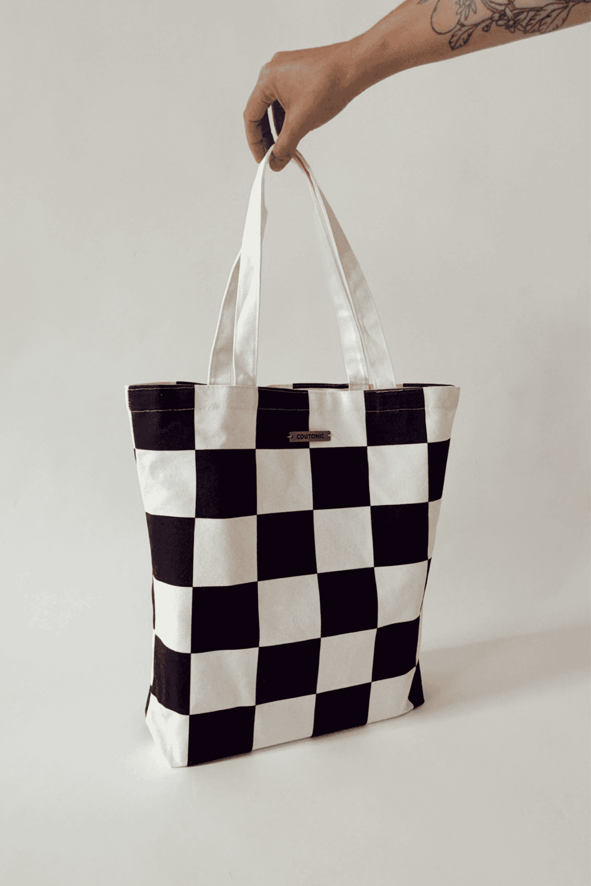 Organic Cotton Black Sands Checker Tote 2.0