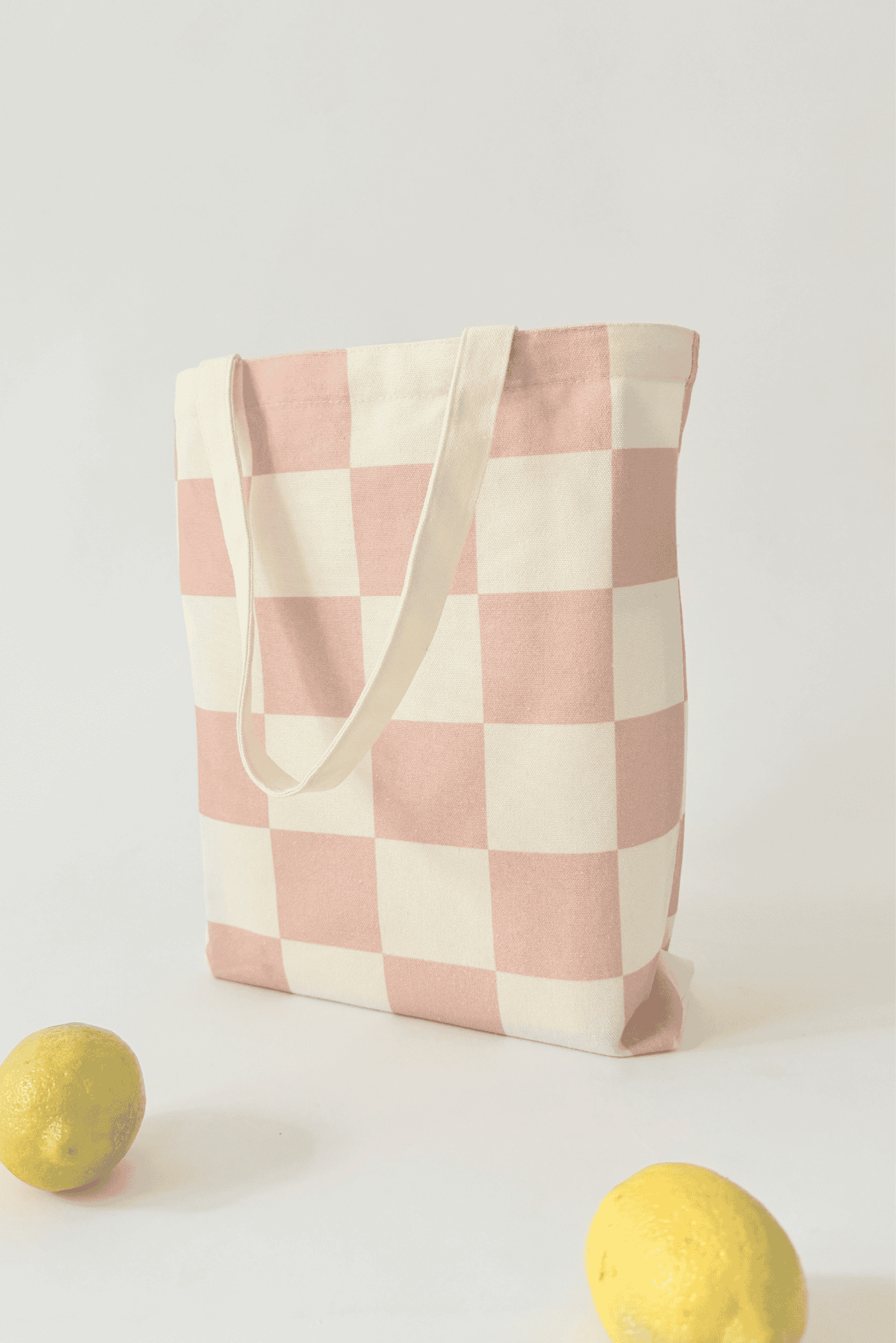 Organic Cotton Seashell Pink Checker Tote 2.0