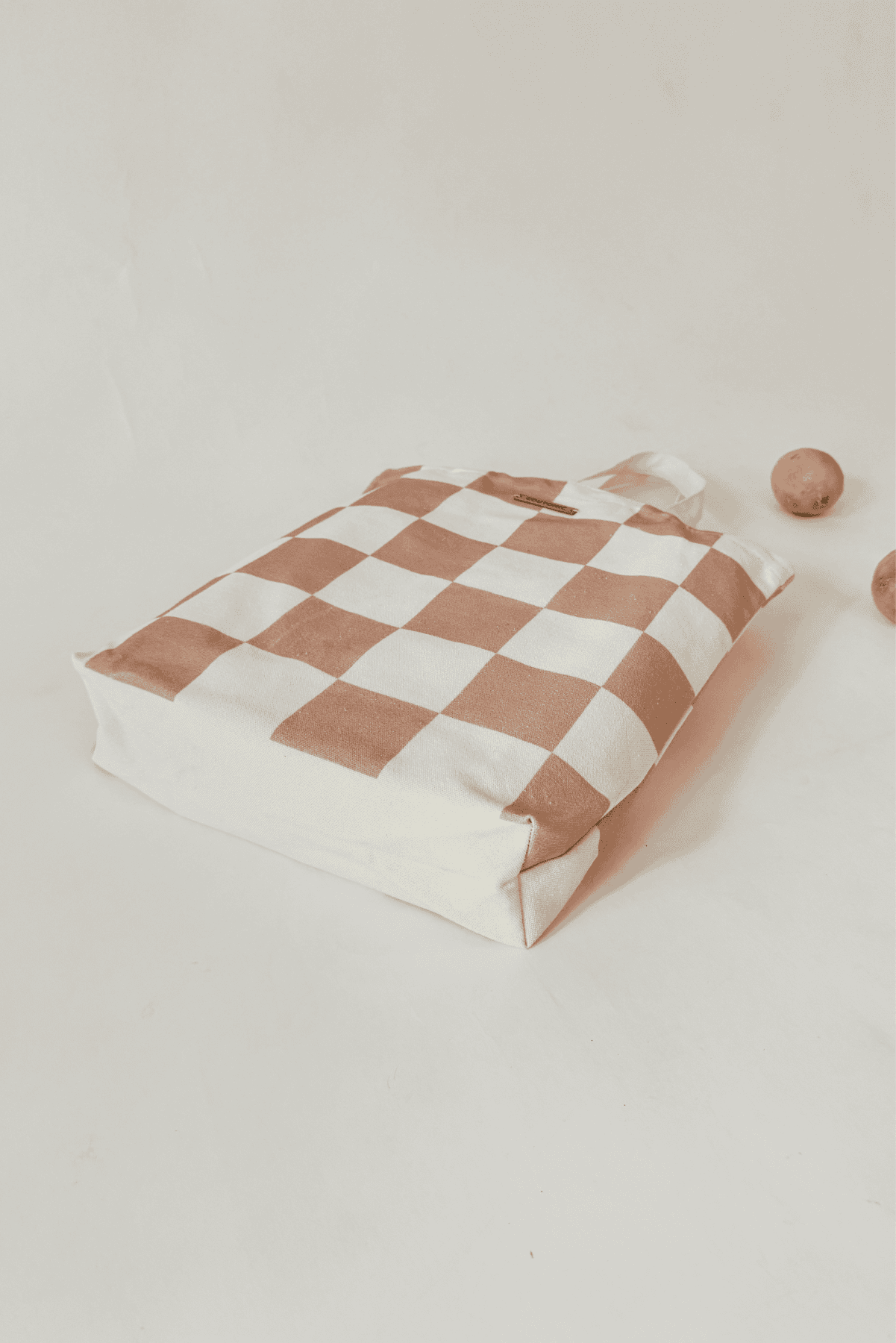 Organic Cotton Seashell Pink Checker Tote 2.0