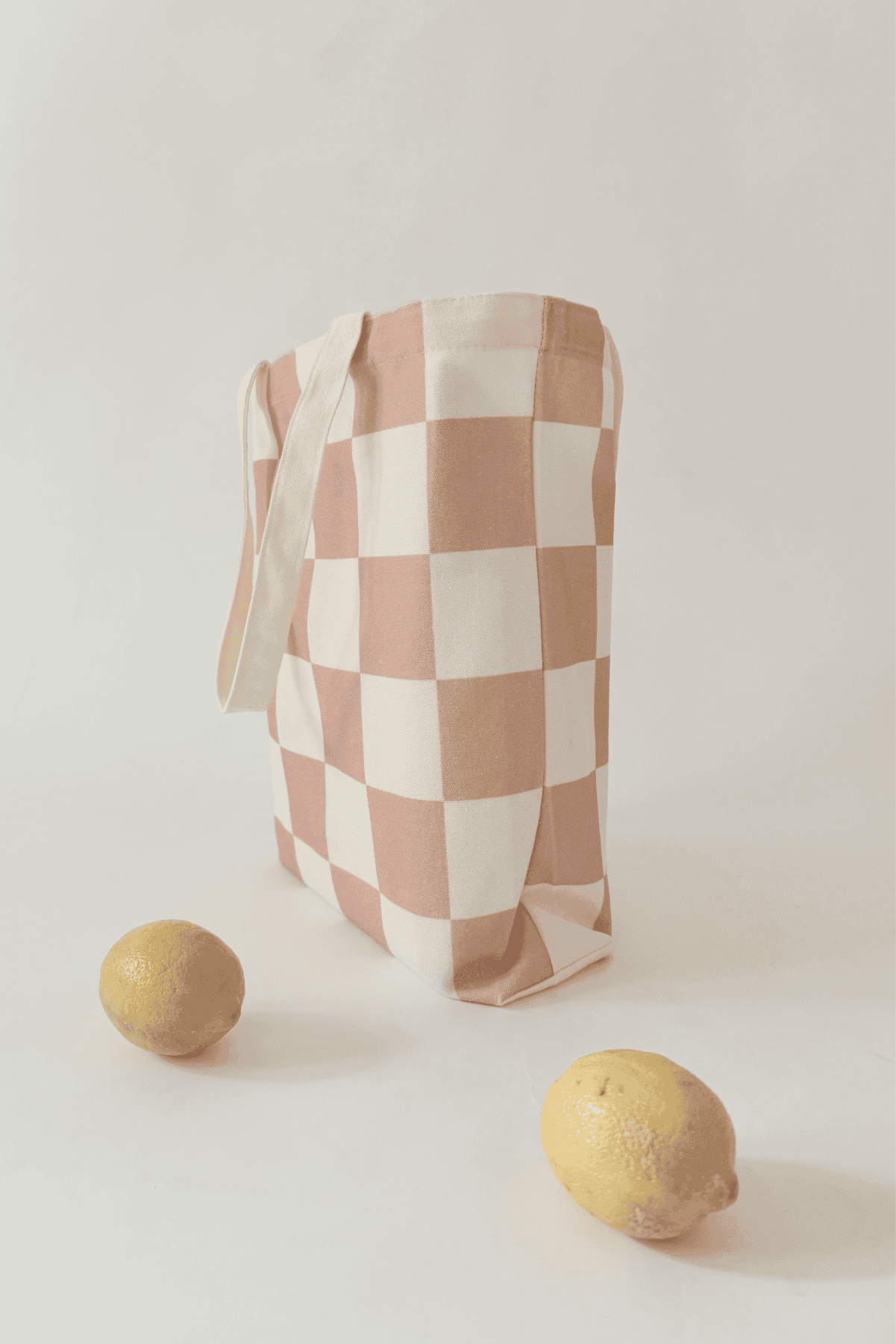 Organic Cotton Seashell Pink Checker Tote 2.0