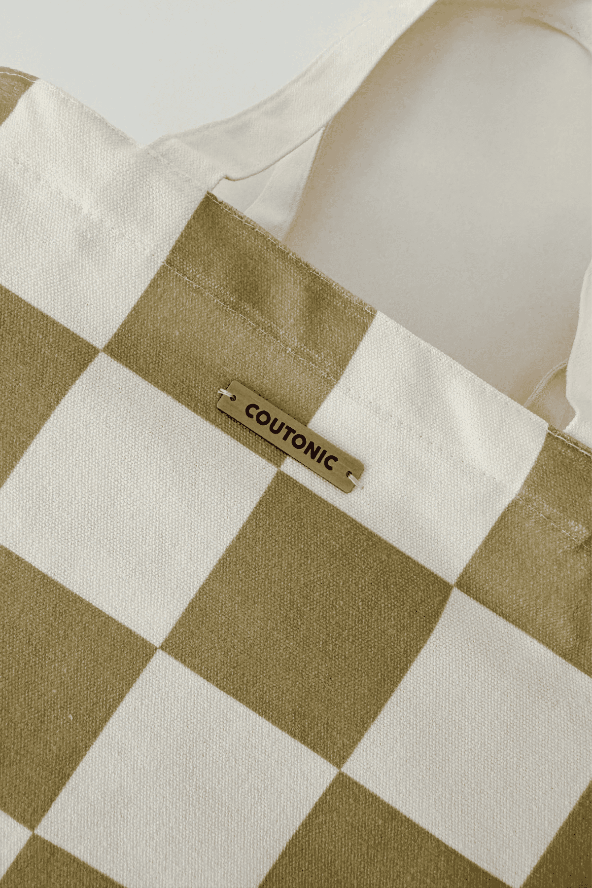 Organic Cotton Seaweed Green Checker Tote 2.0