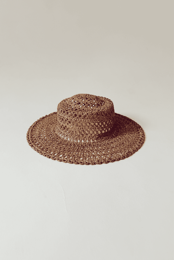 Preloved Hand Crochet Palm Straw Boater Hat