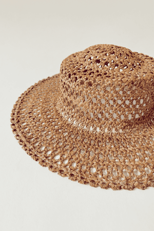 Preloved Hand Crochet Palm Straw Boater Hat