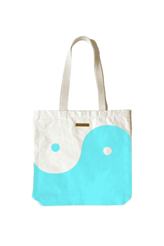 Organic Cotton Aqua Blue Yin Yang Tote - oh-eco