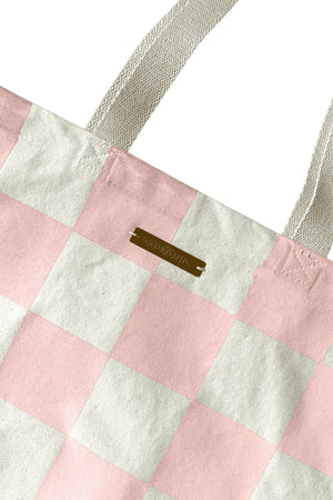 Organic Cotton Seashell Pink Checker Tote - oh-eco
