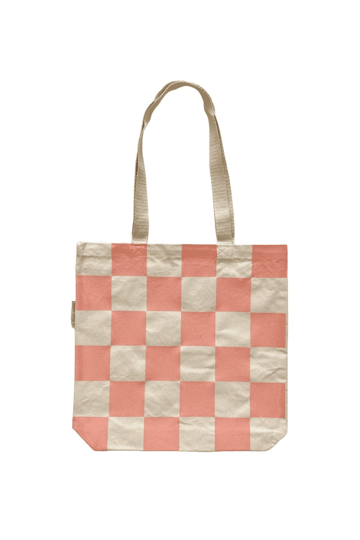 Organic Cotton Sunkissed Peach Checker Tote - oh-eco