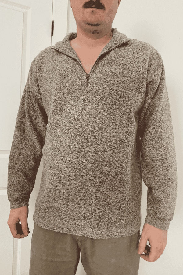 Vintage Gray Quarter Zip Up Sweater / L - oh-eco