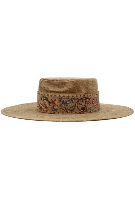 Aveline Palm Straw Boater Hat