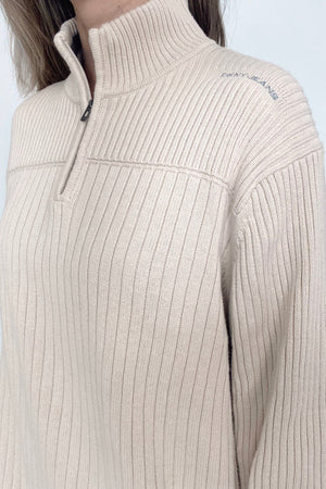 Y2K Vintage DKNY Jeans Half Zip Rib Knit Sweater / L