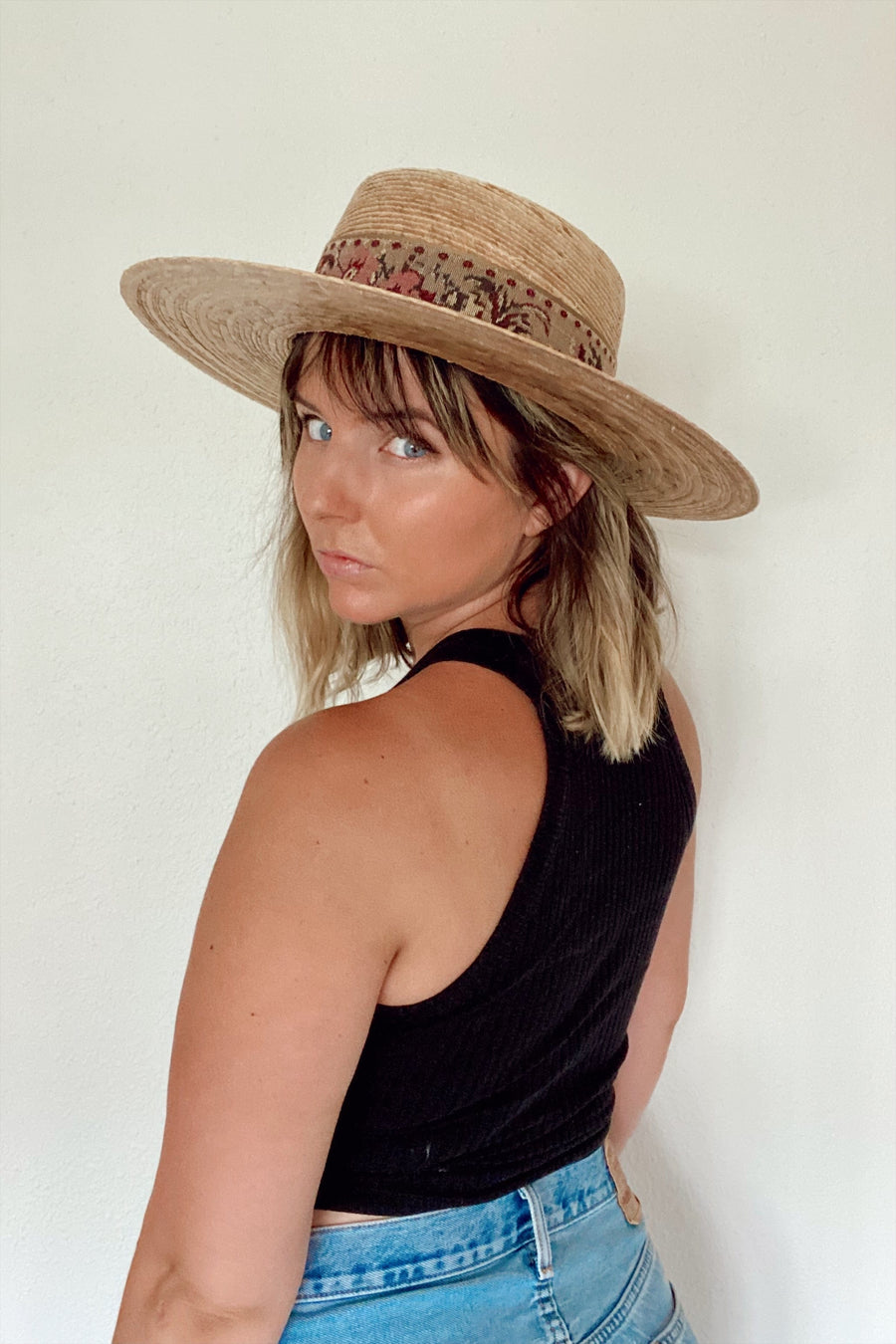 Aveline Palm Straw Boater Hat