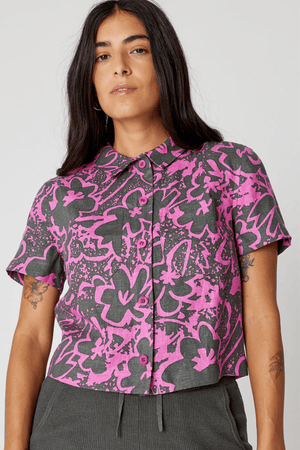 Floral Linen Safari Shirt