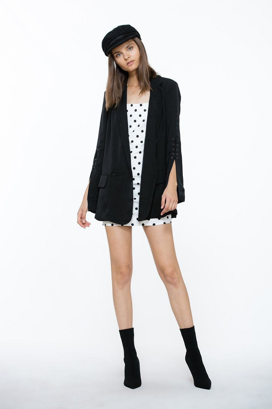 Lace Up Sleeves Blazer