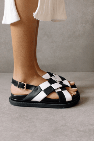 Marshmallow Scacchi Black & White Platform Sandals