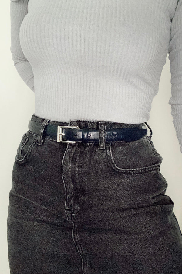 Preloved Liz Claiborne Navy Leather Waist Belt / M-XL