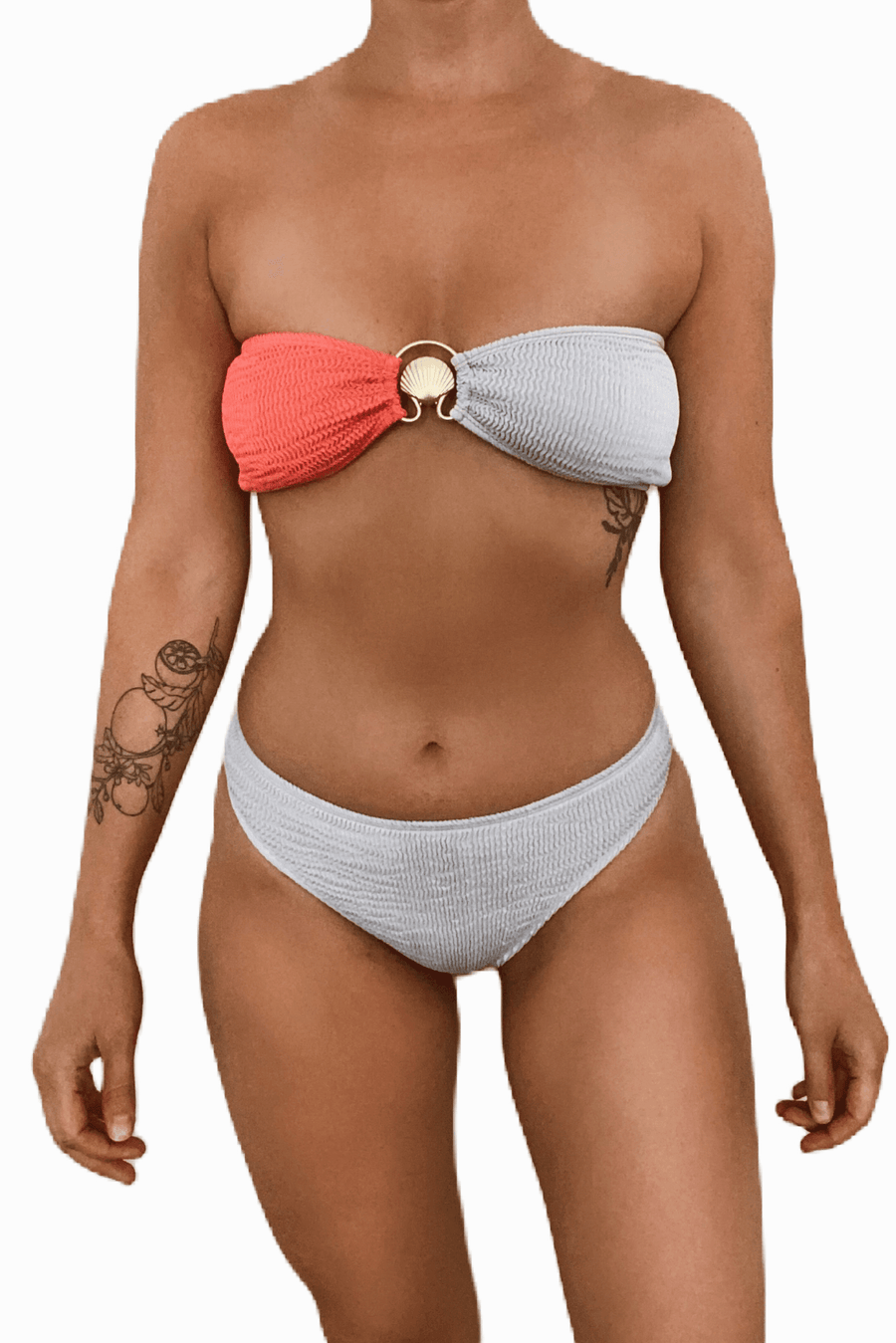 Recycled Nylon Coral Gray Venice Bikini Top